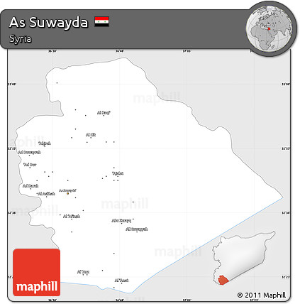 Silver Style Simple Map of As Suwayda, single color outside