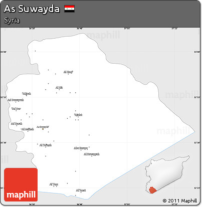 Silver Style Simple Map of As Suwayda, single color outside