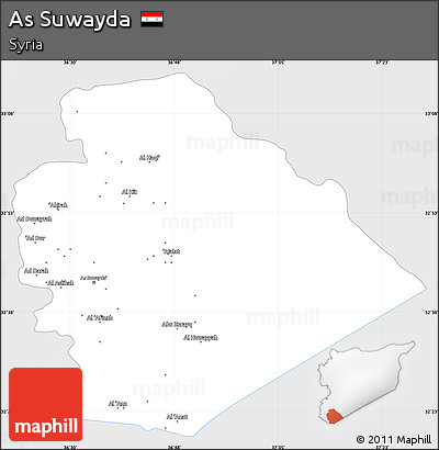 Silver Style Simple Map of As Suwayda, single color outside