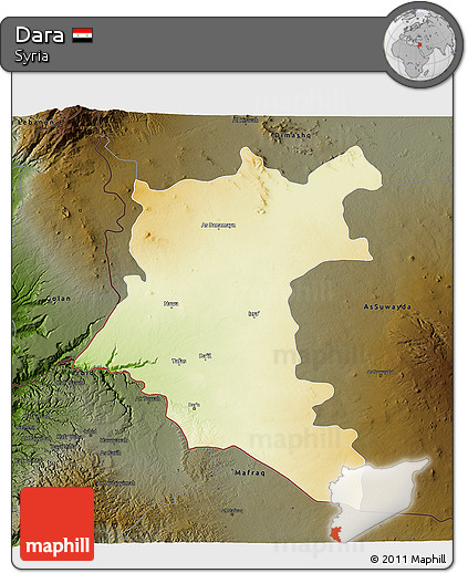 Physical 3D Map of Dara, darken