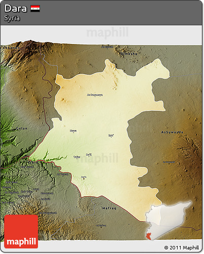 Physical 3D Map of Dara, darken