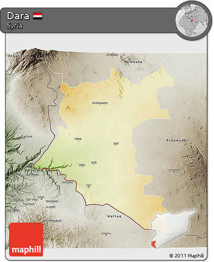Physical 3D Map of Dara, semi-desaturated