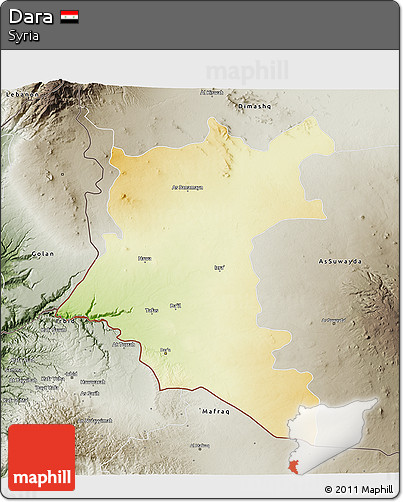 Physical 3D Map of Dara, semi-desaturated