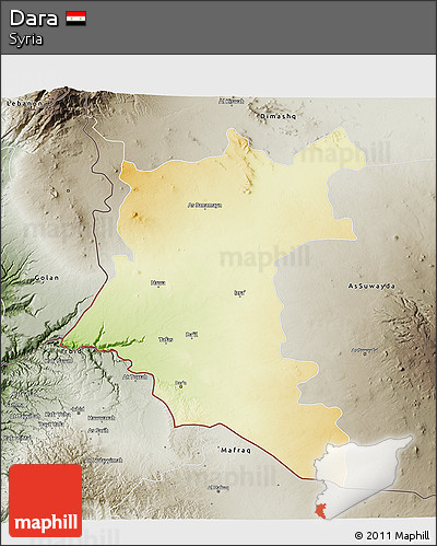 Physical 3D Map of Dara, semi-desaturated