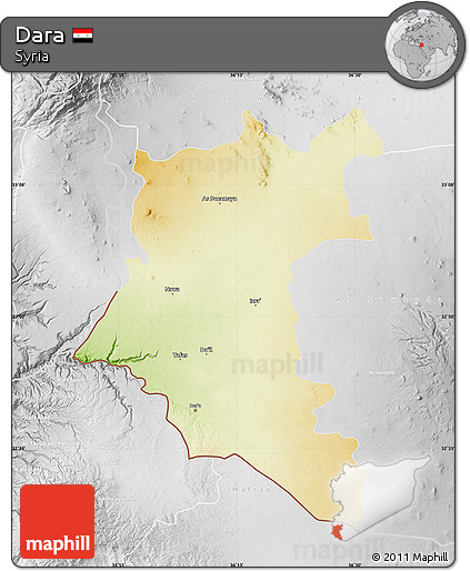 Physical Map of Dara, lighten, desaturated