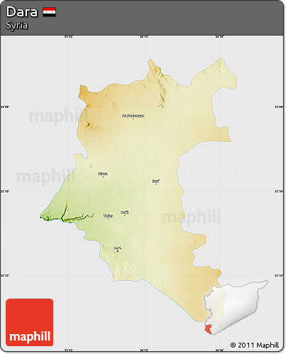 Physical Map of Dara, single color outside