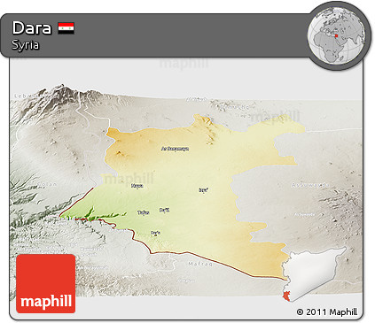 Physical Panoramic Map of Dara, lighten, semi-desaturated