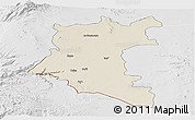 Shaded Relief Panoramic Map of Dara, lighten, desaturated