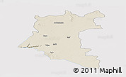 Shaded Relief Panoramic Map of Dara, single color outside