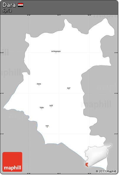 Gray Simple Map of Dara, single color outside