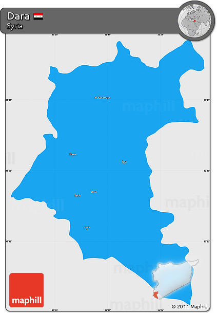 Political Simple Map of Dara, single color outside