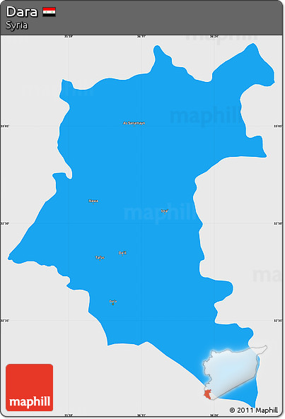 Political Simple Map of Dara, single color outside