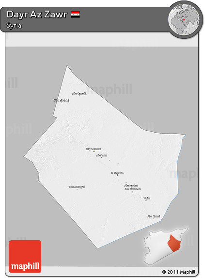 Gray 3D Map of Dayr Az Zawr, single color outside