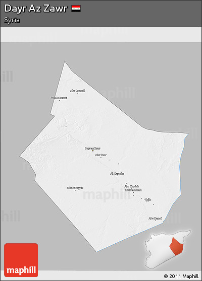 Gray 3D Map of Dayr Az Zawr, single color outside