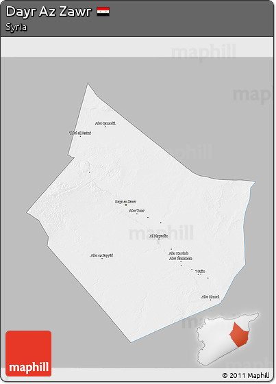 Gray 3D Map of Dayr Az Zawr, single color outside