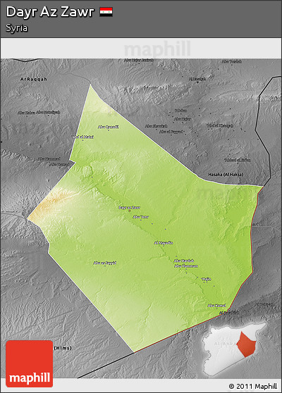 Physical 3D Map of Dayr Az Zawr, darken, desaturated