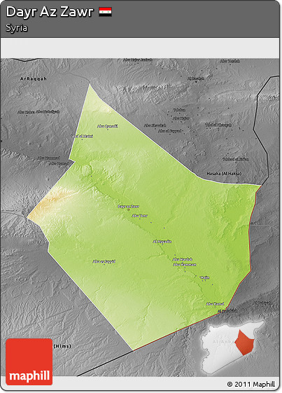 Physical 3D Map of Dayr Az Zawr, darken, desaturated