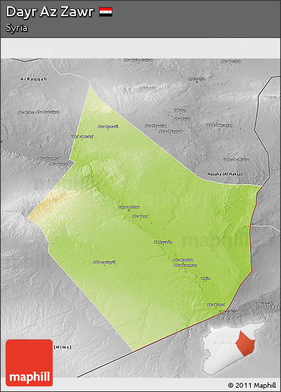 Physical 3D Map of Dayr Az Zawr, desaturated