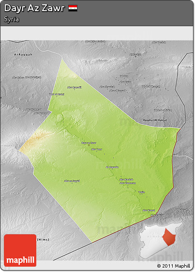 Physical 3D Map of Dayr Az Zawr, desaturated