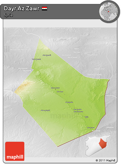 Physical 3D Map of Dayr Az Zawr, lighten, desaturated