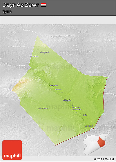 Physical 3D Map of Dayr Az Zawr, lighten, desaturated