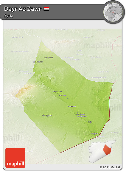 Physical 3D Map of Dayr Az Zawr, lighten