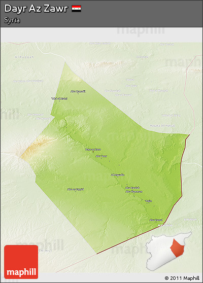 Physical 3D Map of Dayr Az Zawr, lighten
