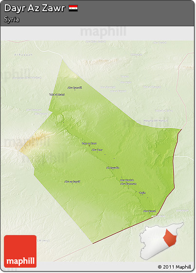 Physical 3D Map of Dayr Az Zawr, lighten