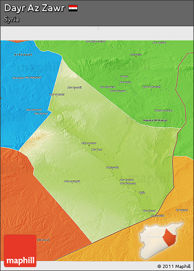 Physical 3D Map of Dayr Az Zawr, political outside