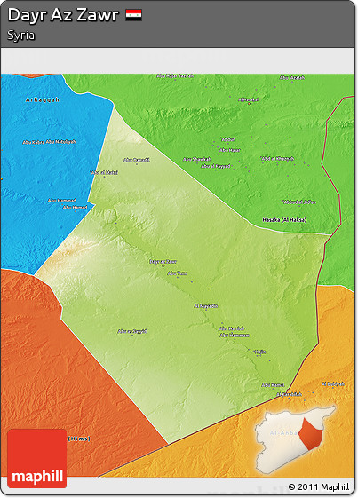 Physical 3D Map of Dayr Az Zawr, political outside