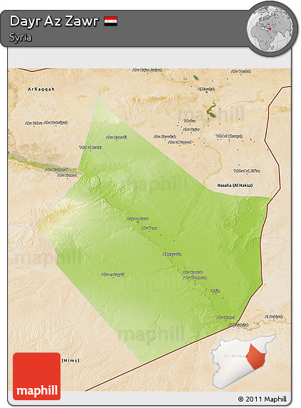 Physical 3D Map of Dayr Az Zawr, satellite outside