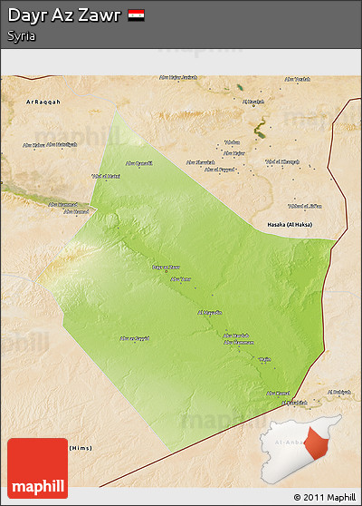 Physical 3D Map of Dayr Az Zawr, satellite outside