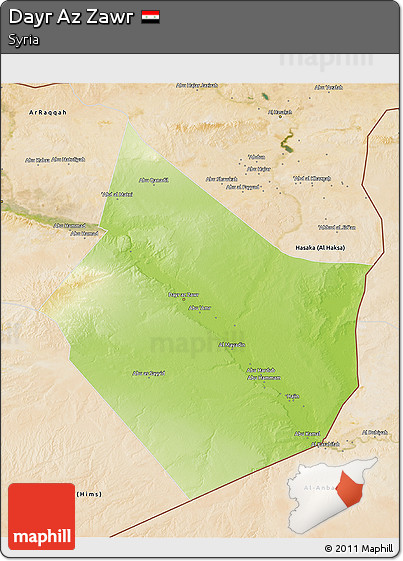 Physical 3D Map of Dayr Az Zawr, satellite outside