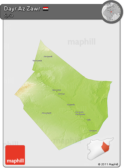 Physical 3D Map of Dayr Az Zawr, single color outside