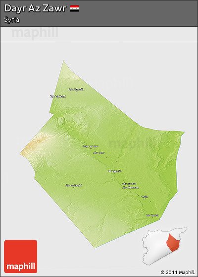 Physical 3D Map of Dayr Az Zawr, single color outside