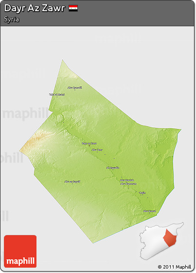 Physical 3D Map of Dayr Az Zawr, single color outside