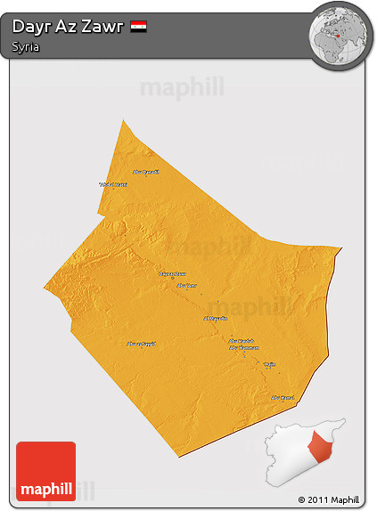 Political 3D Map of Dayr Az Zawr, cropped outside