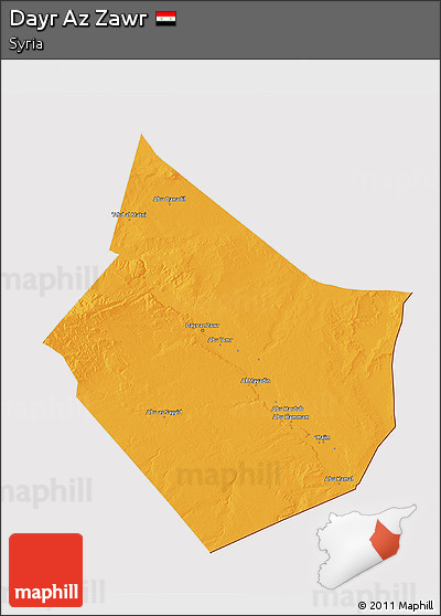 Political 3D Map of Dayr Az Zawr, cropped outside