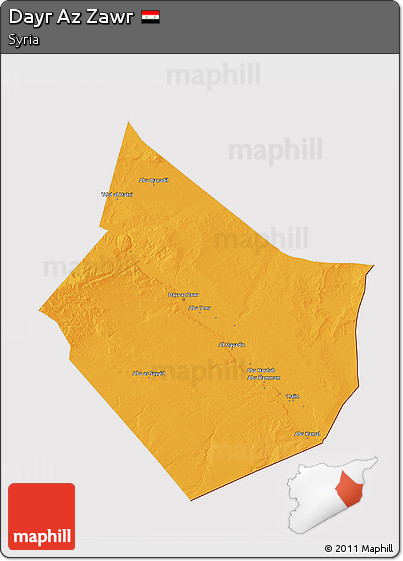 Political 3D Map of Dayr Az Zawr, cropped outside