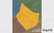 Political 3D Map of Dayr Az Zawr, darken, semi-desaturated