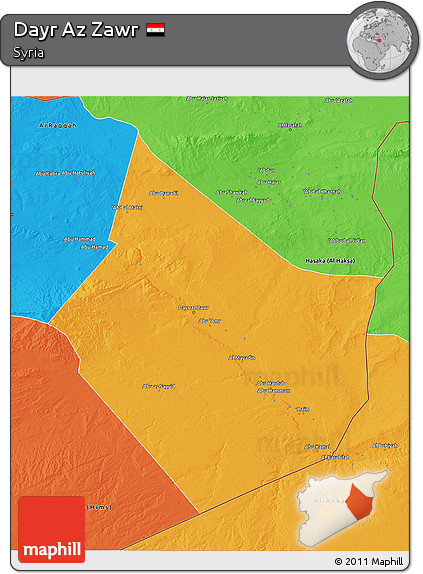 Political 3D Map of Dayr Az Zawr