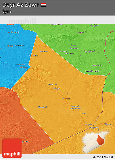 Political 3D Map of Dayr Az Zawr