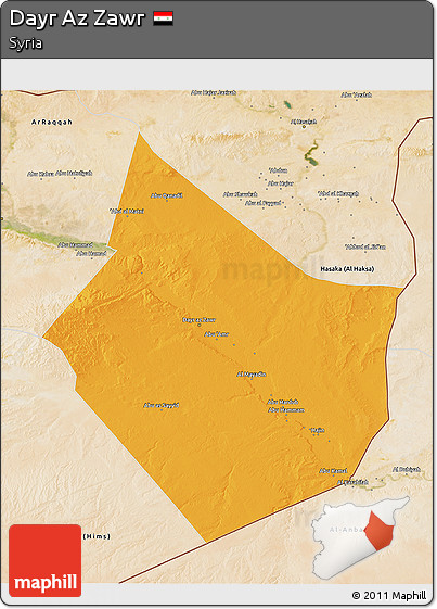 Political 3D Map of Dayr Az Zawr, satellite outside