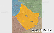 Political 3D Map of Dayr Az Zawr, semi-desaturated