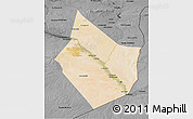 Satellite 3D Map of Dayr Az Zawr, darken, desaturated