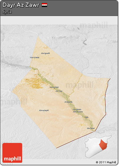 Satellite 3D Map of Dayr Az Zawr, lighten, desaturated