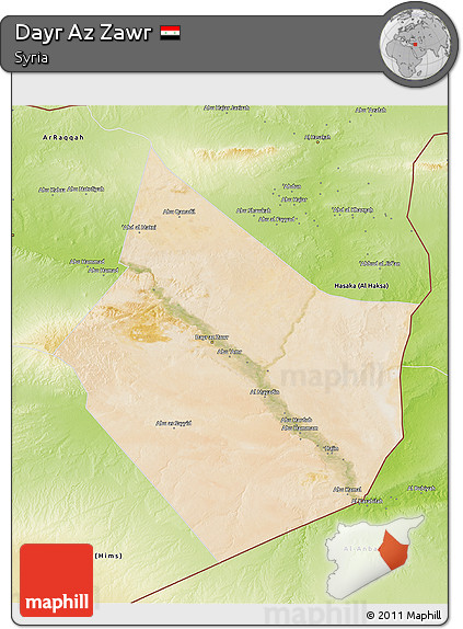 Satellite 3D Map of Dayr Az Zawr, physical outside