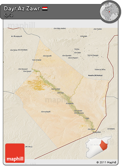 Satellite 3D Map of Dayr Az Zawr, shaded relief outside