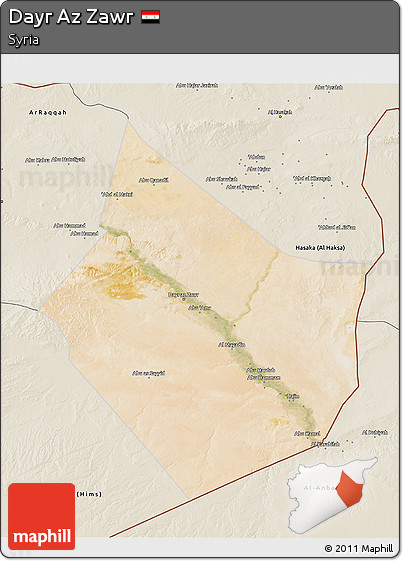 Satellite 3D Map of Dayr Az Zawr, shaded relief outside
