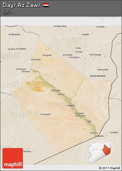 Satellite 3D Map of Dayr Az Zawr, shaded relief outside